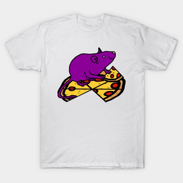 Hungry Purple Rat with Pizza T-Shirt by ellenhenryart